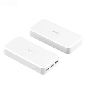 پاوربانک شیائومی مدل Redmi ظرفیت 20000 میلی آمپرساعت به همراه کابل تبدیل microUSB فست شارژ سفید