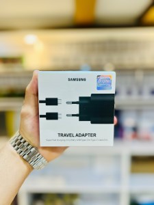 آداپتور ( کلگی) اصلی پک امارات شارژر SAMSUNG سامسونگ 25W به همراه کابل TYPE-C TO TYPE-C مشکی